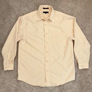 Metropolitan Lord & Taylor Shirt Mens M Peach Button Down Long‎ Sleeve Top